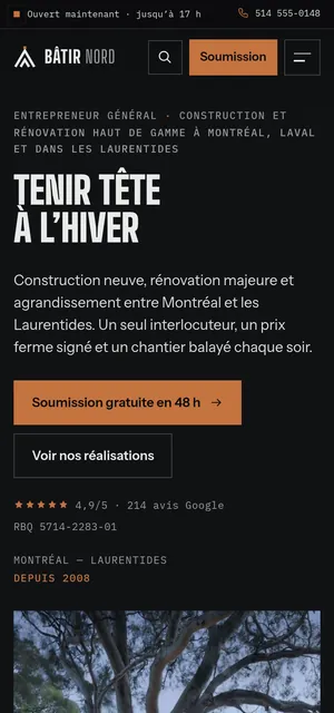 Le même modèle Construction et rénovation sur téléphone.